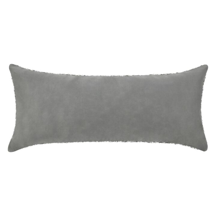 Ruff Lumbar Accent Throw Pillow, 16x36, Textured Gray Recycled Fabric - Benzara