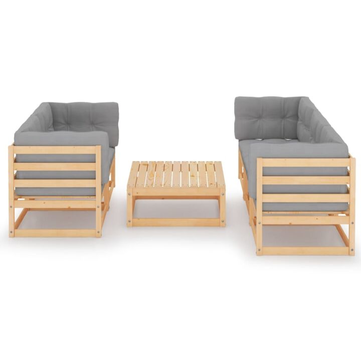 vidaXL 6 Piece Garden Lounge Set with Cushions Solid Pinewood