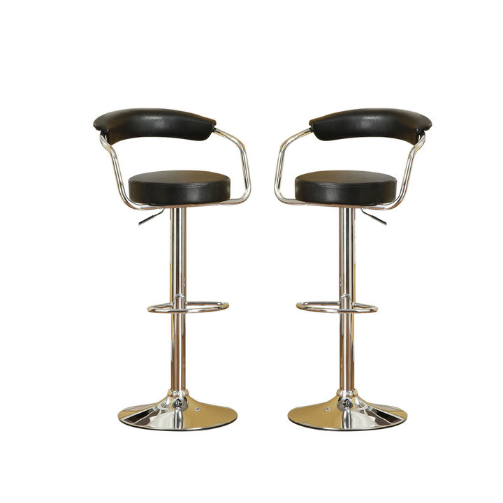 Set Of 2 Black Faux Leather Bar Stools