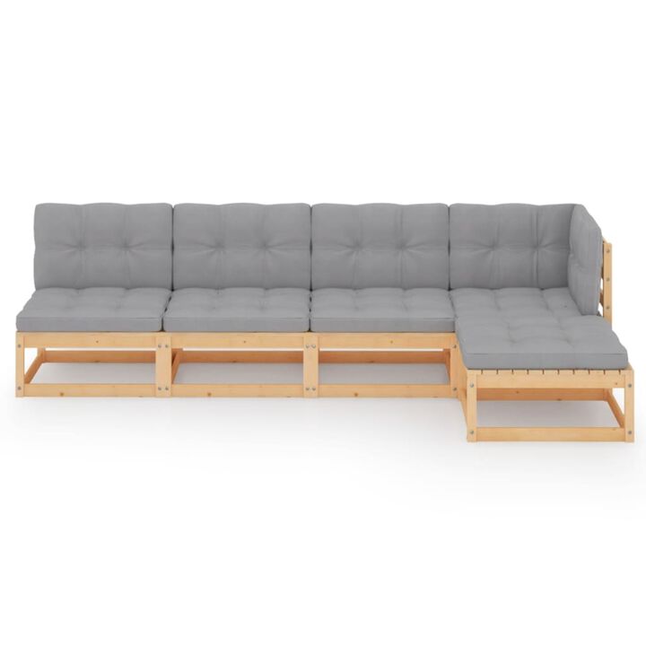 vidaXL 5 Piece Garden Lounge Set with Cushions Solid Pinewood