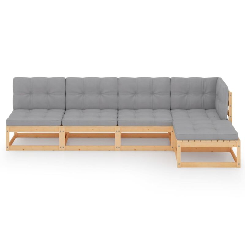 vidaXL 5 Piece Garden Lounge Set with Cushions Solid Pinewood