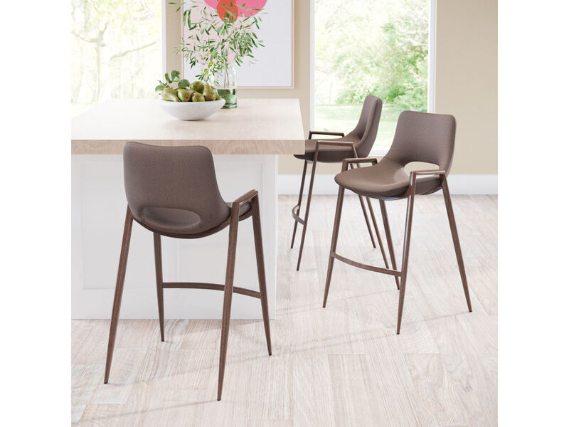 Desi Counter Stool (Set of 2) Brown & Walnut