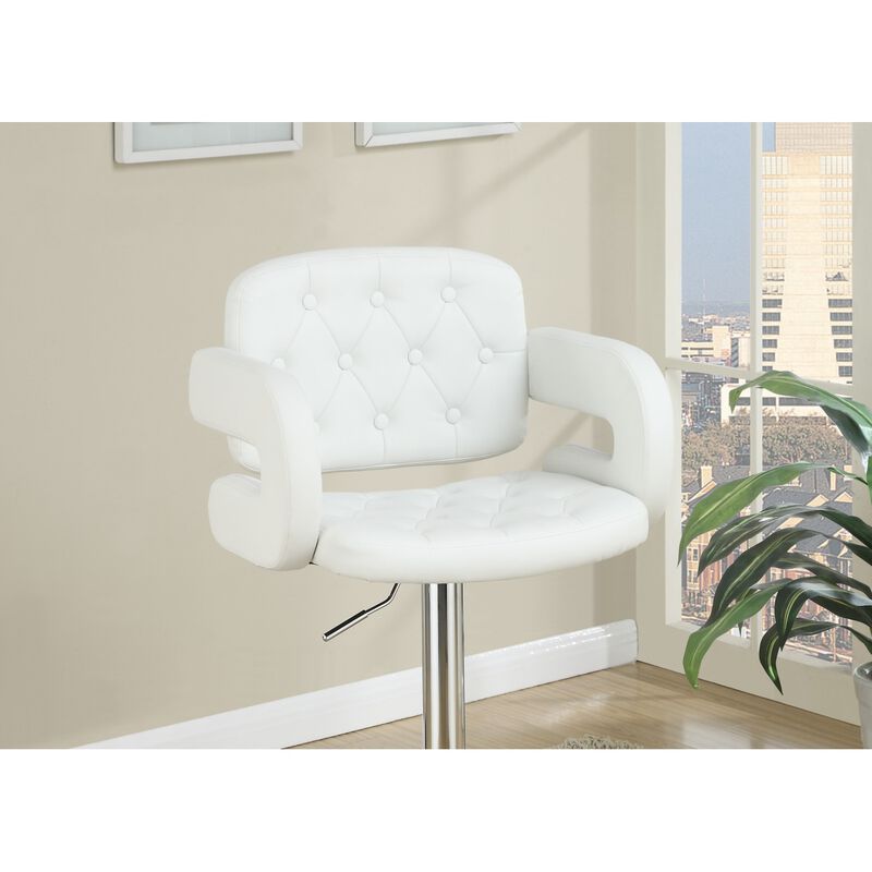 White Faux Leather Adjustable Barstool Chair