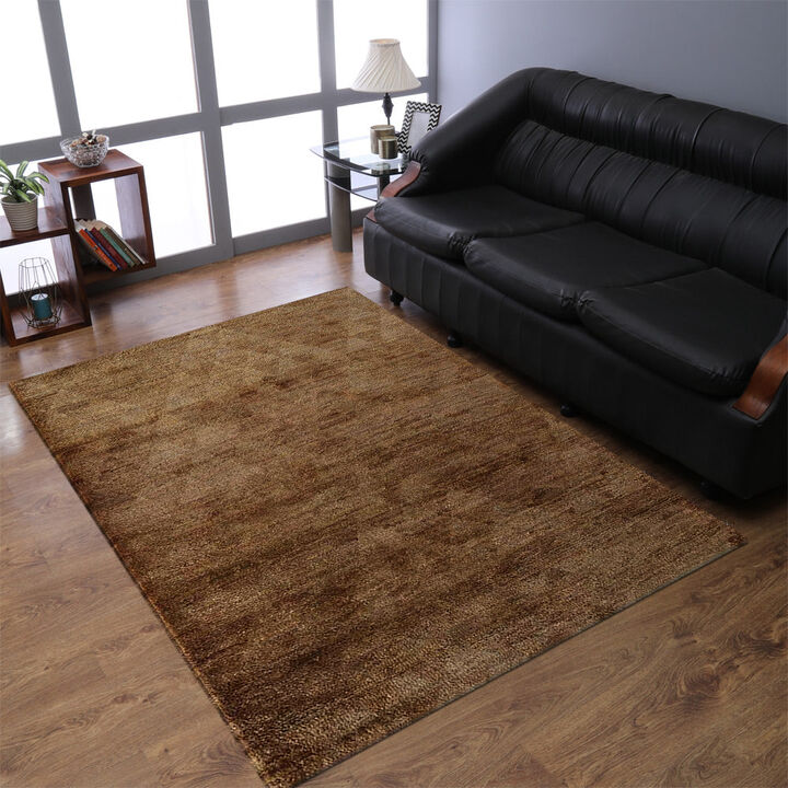 HAND KNOTTED JUTE ECO-FRIENDLY Contemporary AREA RUGS  - 5'x8', Rectangle Shape, Beige Color, Contemporary, High Pile, Natural Fiber, Outdoor Indoor Handmade Area Rugs for Living Room (J00043)