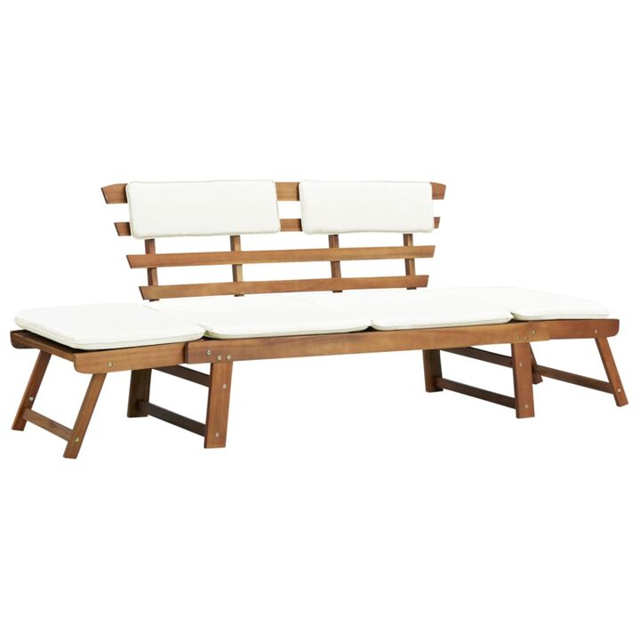 vidaXL Garden Bench with Cushions 2-in-1 74.8 Solid Acacia Wood