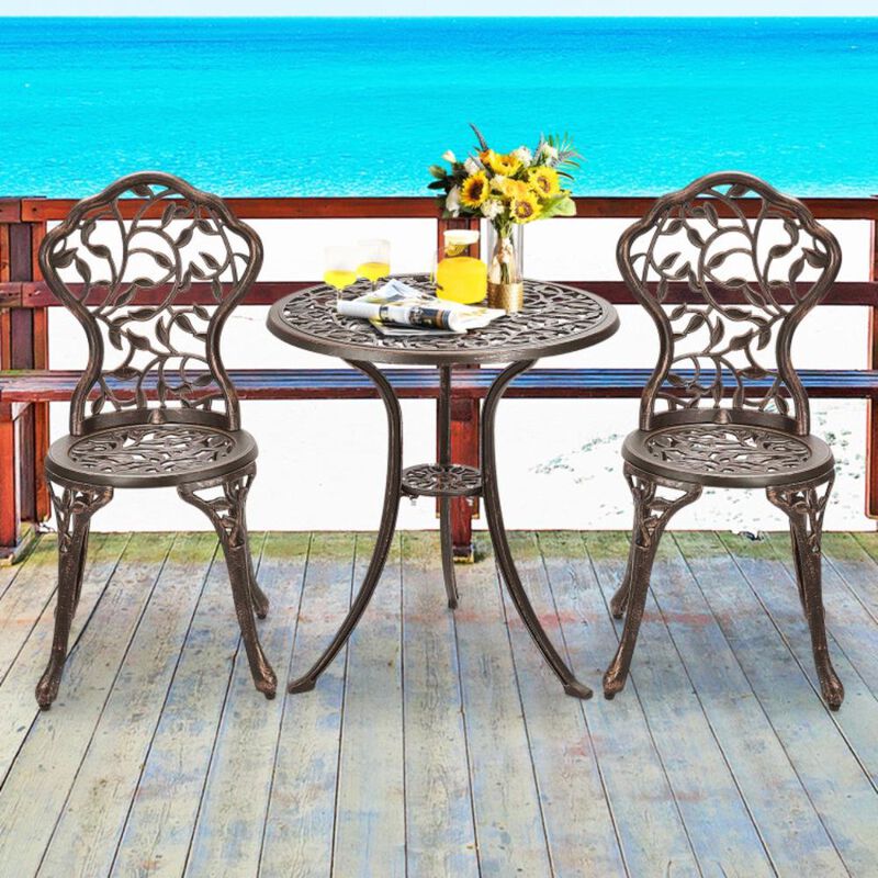 Hivvago 3 Pieces Cast Aluminum Bistro Set