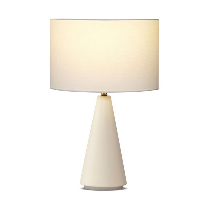 Brightech Nathaniel Cement LED Table Lamp - Sleek Minimalist Design with Cream Cotton Drum Shade - Eco-Friendly, Energy-Efficient Light for Urban and Coastal Decor