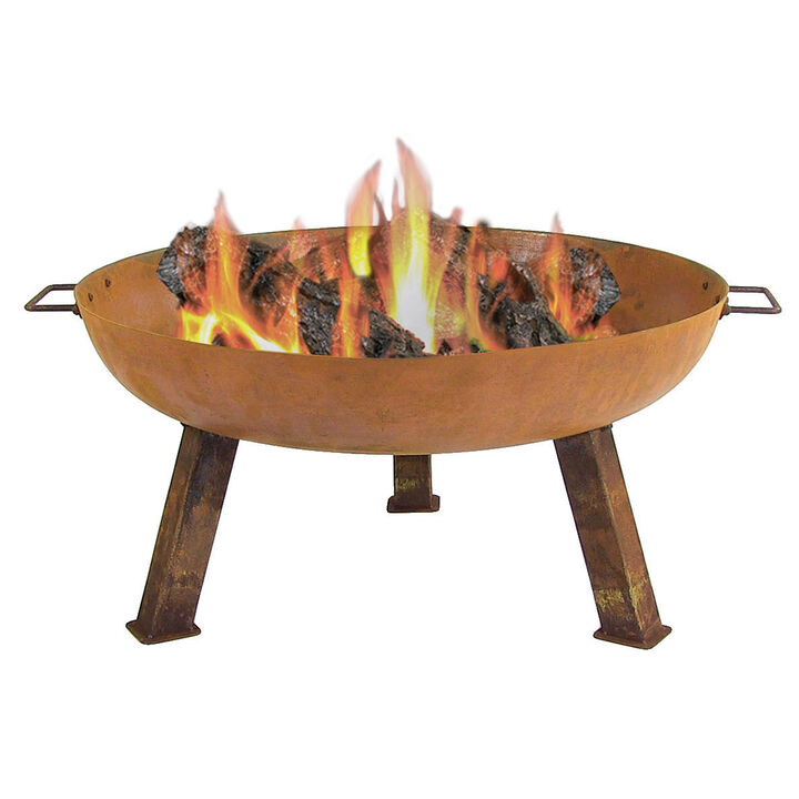 Sunnydaze Rustic Cast Iron Wood-Burning Fire Pit with Handles