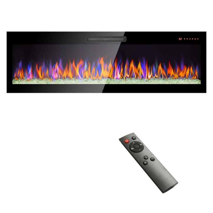 Streamdale 60" Wall-Mounted Electric Fireplace with Remote, LED Light Heater