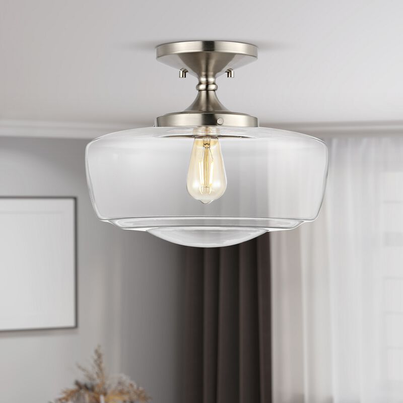 Marfa Glass/Iron Farmhouse Modern LED Flush Mount