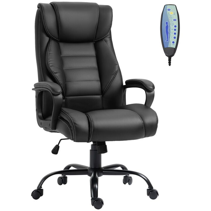 Black Office Comfort: Massage Executive Chair with 6-Point Vibration