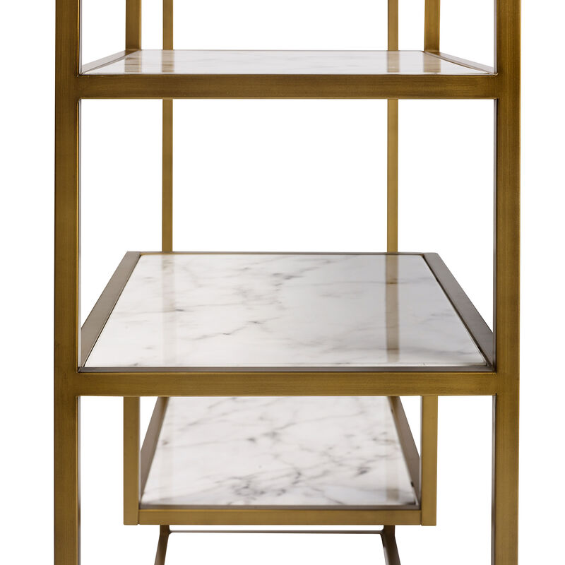 Teamson Home Marmo Modern Marble-Look 5-Tier Display Shelf, Faux Marble/Brass