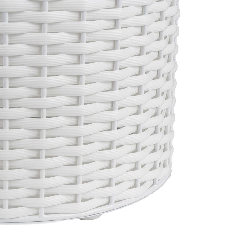 Cecil Modern Faux Wicker Cylinder Waste Basket