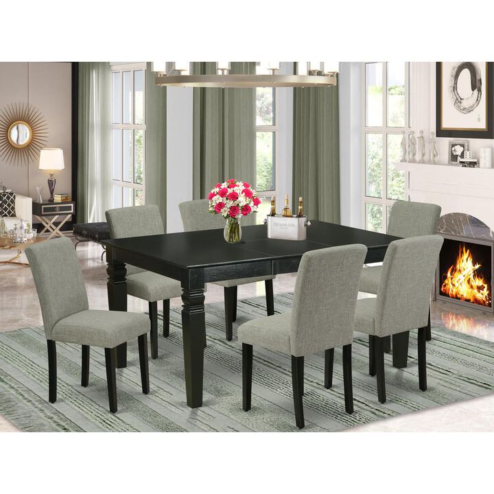 East West Furniture Dining Room Set Black, WEAB7-BLK-06
