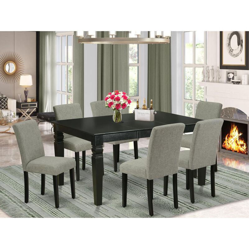 East West Furniture Dining Room Set Black, WEAB7-BLK-06