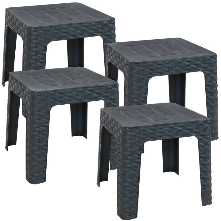 Sunnydaze 18.5 in Plastic Square Patio Side Table