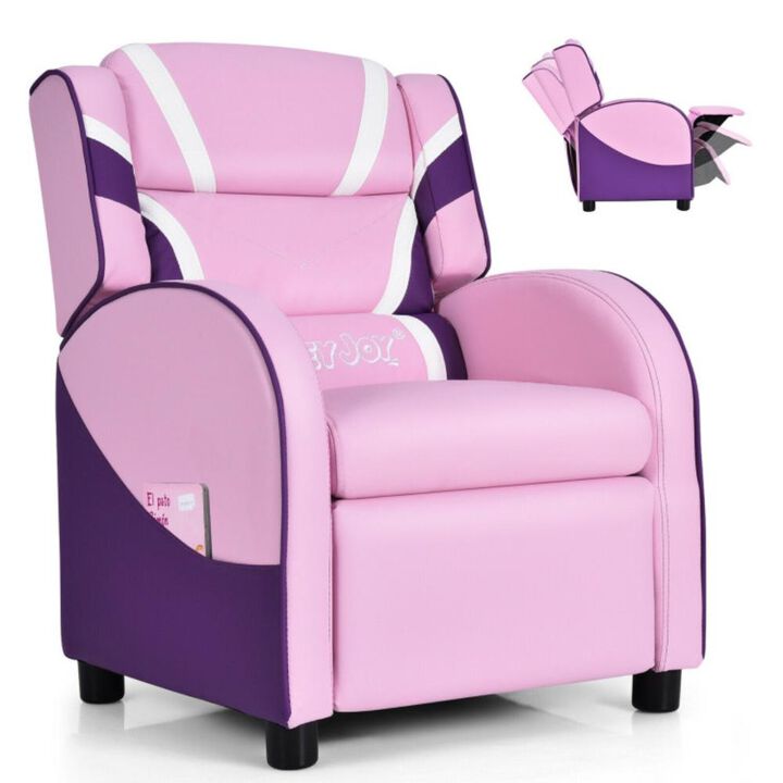 Hivvago Kids Leather Recliner Chair with Side Pockets