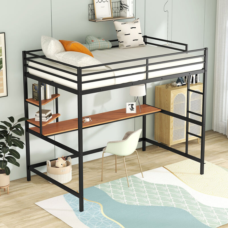 Merax Metal Loft Bed with Desk for Kids Teens Adults