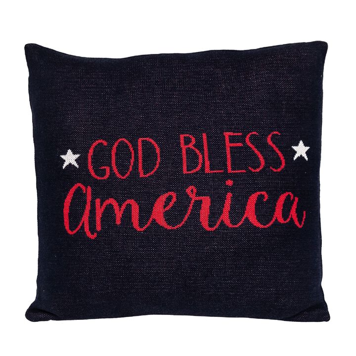 20" Blue and Red Transitional Cotton Knitted Throw Pillow