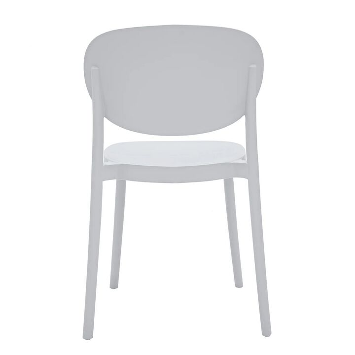 Heem 19 Inch Side Dining Chair Set of 4, Armless, Indoor Outdoor, White - Benzara