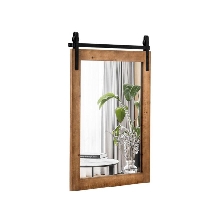 Hivvago 30 x 22 Inch Wall Mount Mirror with Wood Frame