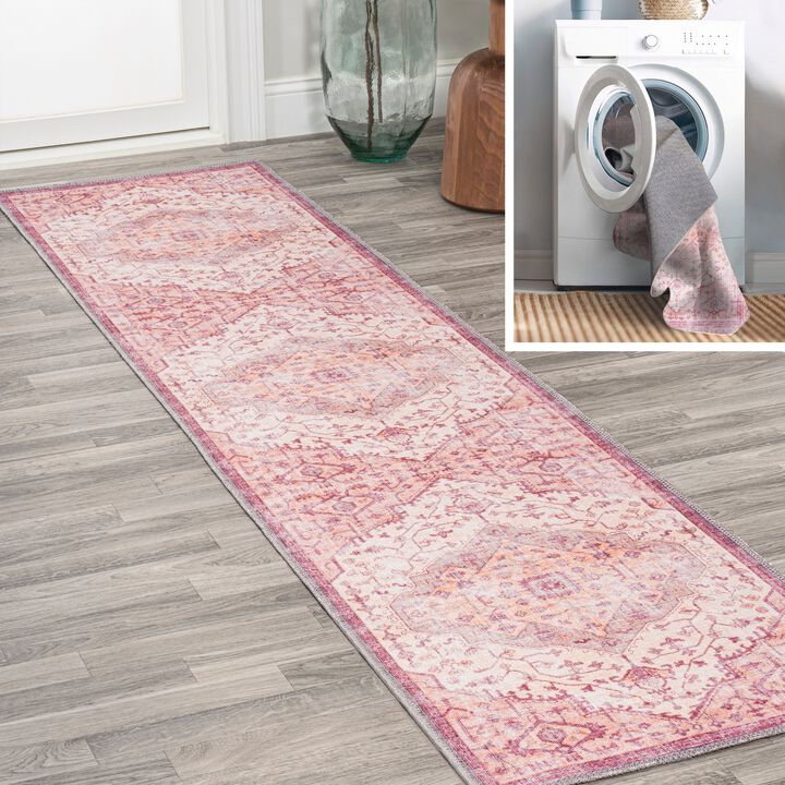 Alacati Ogee Medallion Washable Indoor/Outdoor Area Rug