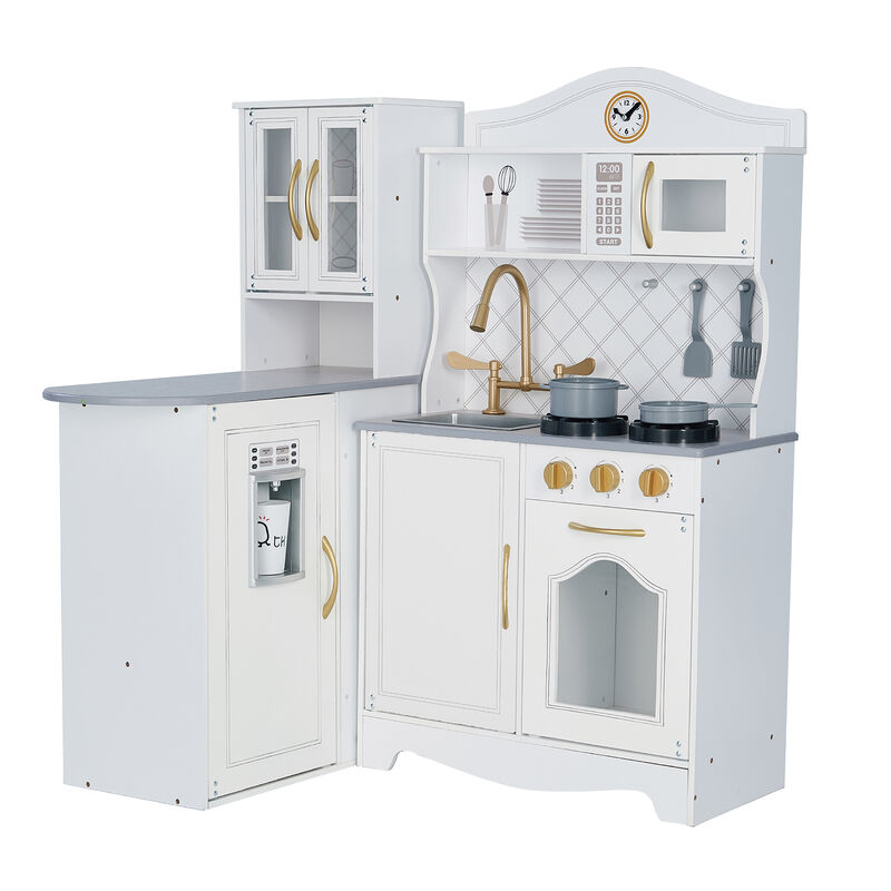 Teamson Kids - Little Chef Upper East Retro Play Kitchen - White / Gold