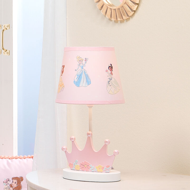 Lambs & Ivy Disney Princesses Pink Crown Nursery Lamp with Shade & Bulb