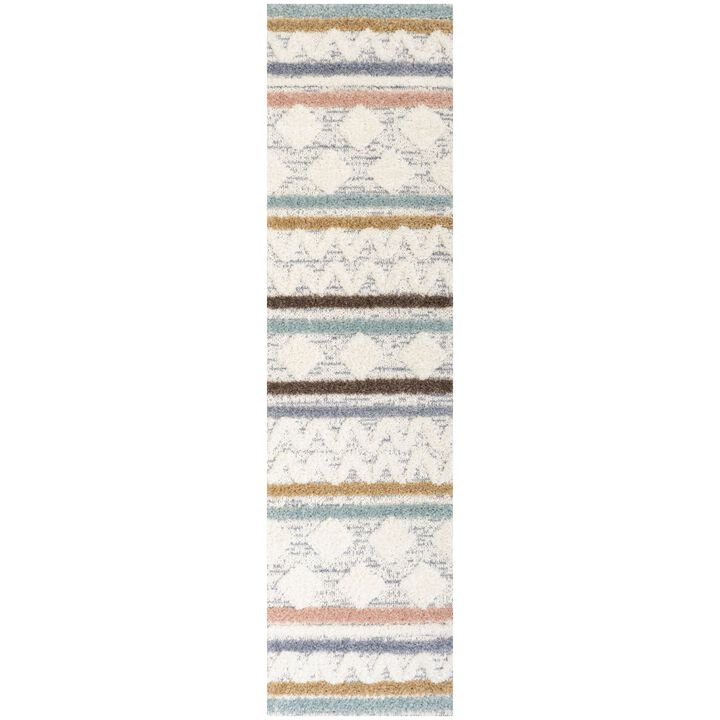 Faiza Moroccan Striped Geometric High-Low Area Rug