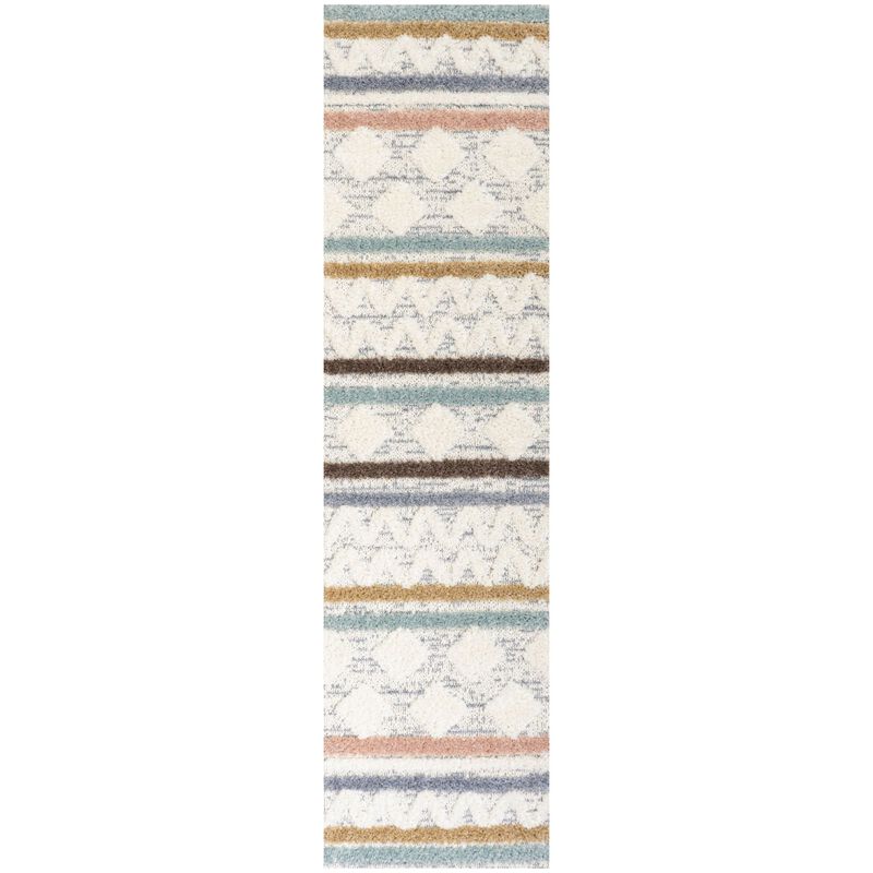 Faiza Moroccan Striped Geometric High-Low Area Rug