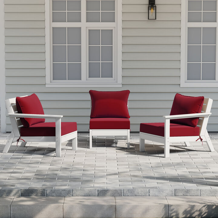 WestinTrends Outdoor Patio HDPE Sectional Sofa with Patio Cushions