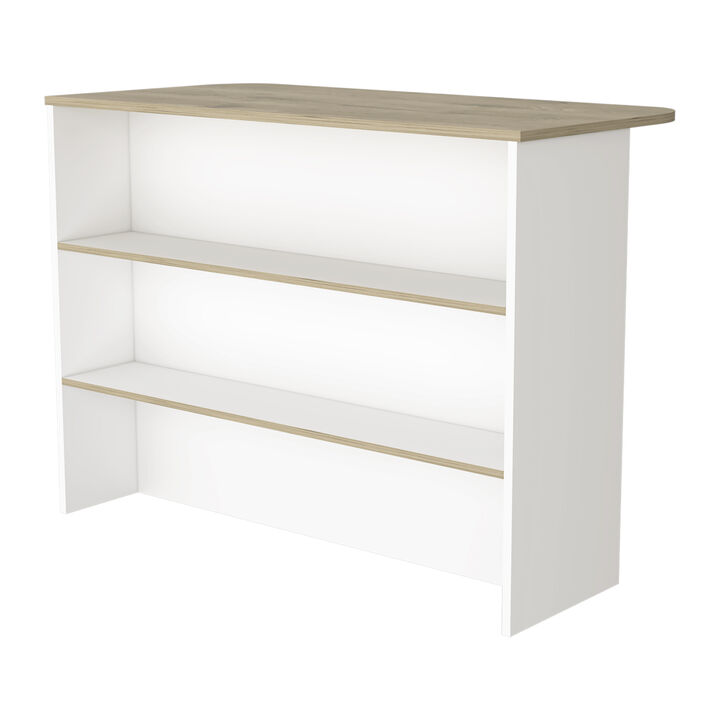 Streamdale Capwell 3-Tier Shelf Kitchen Island White And Light Pine