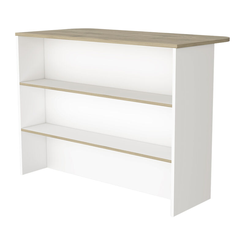 Streamdale Capwell 3-Tier Shelf Kitchen Island White And Light Pine