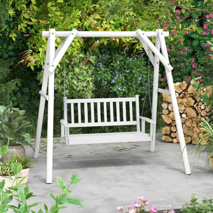 Hivvago 3-Person Wooden Outdoor Porch Swing with 800 lbs Weight Capacity