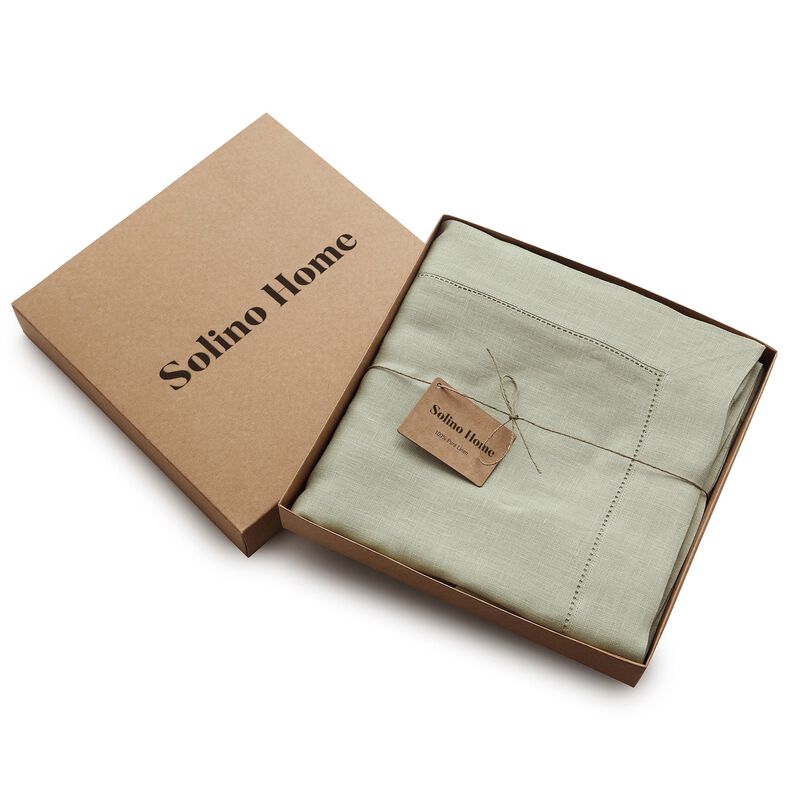 Solino Home 100% Pure Linen Tablecloth | Classic Hemstitch