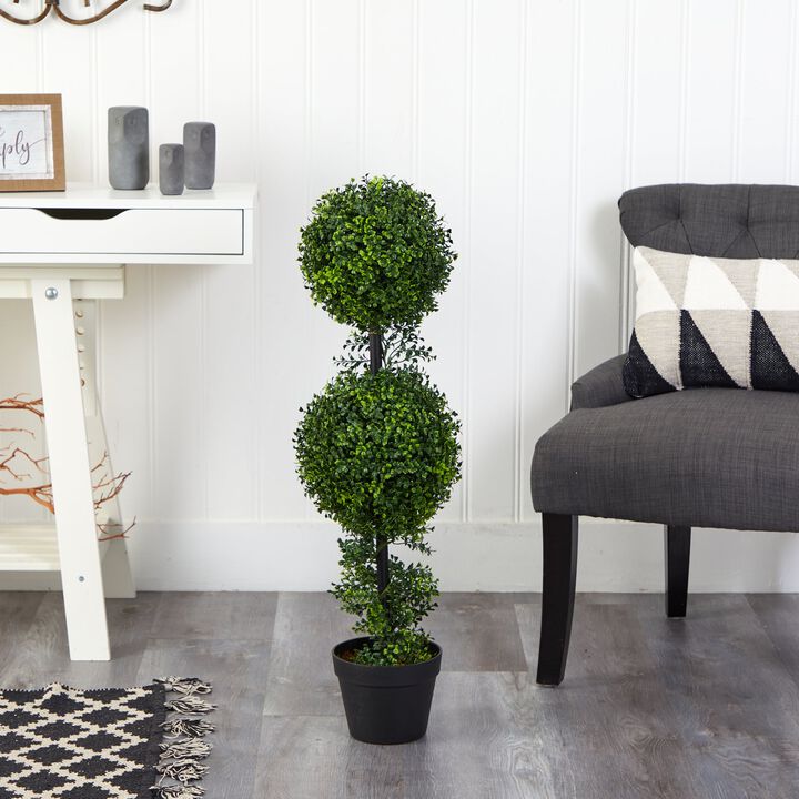 Hivvago 34 Inches Boxwood Double Ball Topiary Artificial Tree (Indoor/Outdoor)