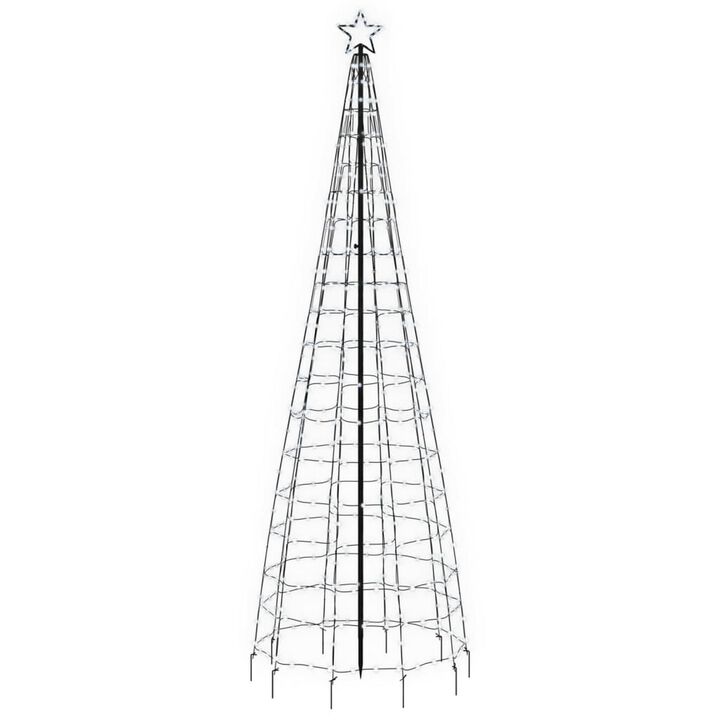 118 Inch Outdoor Cone Christmas Tree Light, 570 Cool White LEDs - Benzara