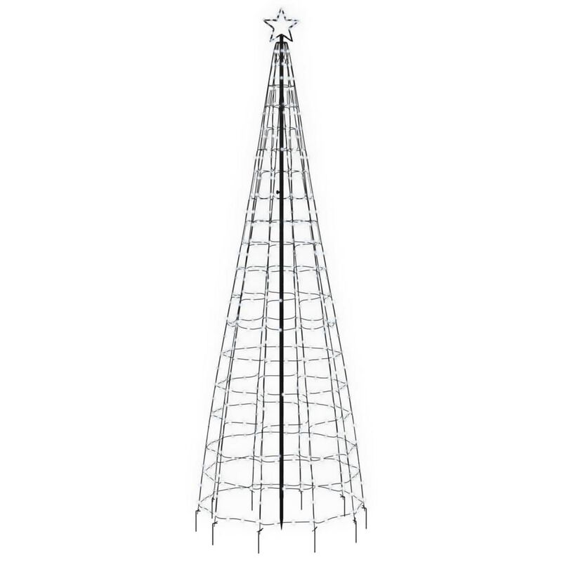 118 Inch Outdoor Cone Christmas Tree Light, 570 Cool White LEDs - Benzara