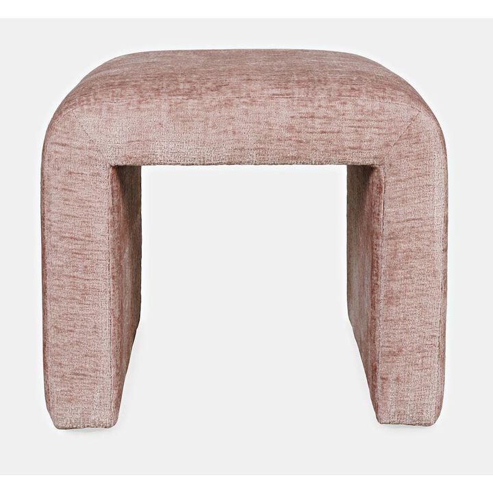 Jofran Luxury Curved Upholstered Waterfall Jacquard Petite Ottoman Bench - Set of 2