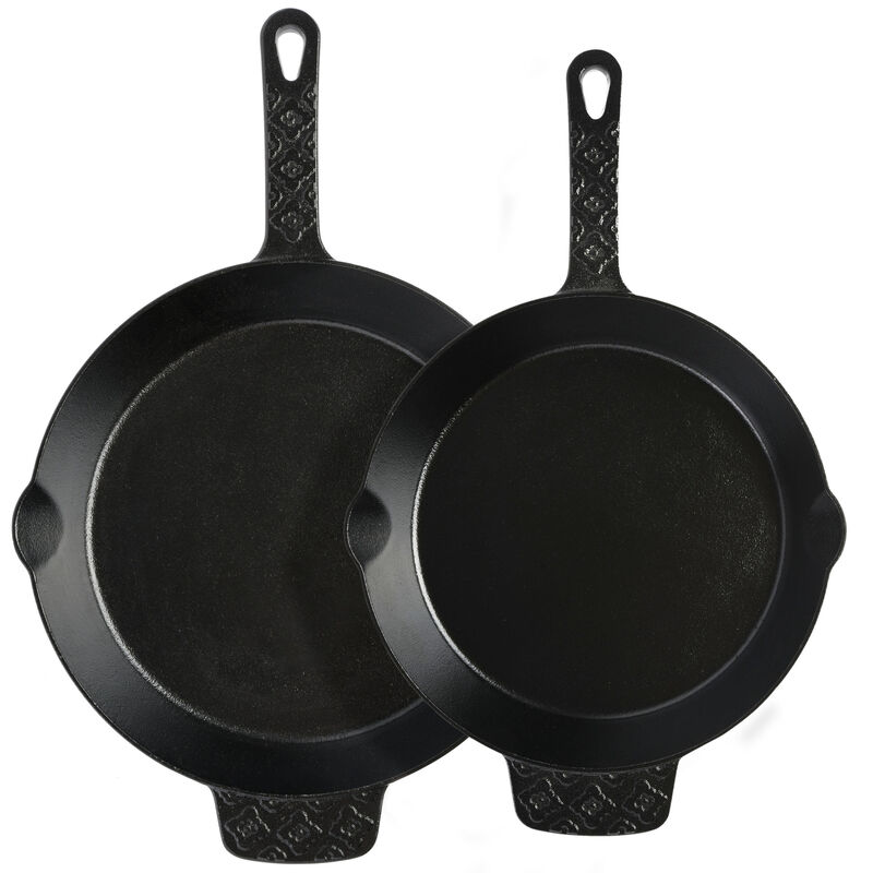 Spice by Tia Mowry Savory Saffron Pre-seasoned 2 Piece 10in and 12in Cast Iron Skillet Set