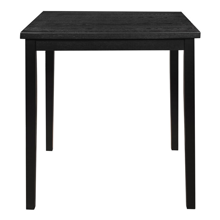 Rina 36 Inch Counter Height Table, 4 Seater Square Top, Black Solid Wood - Benzara