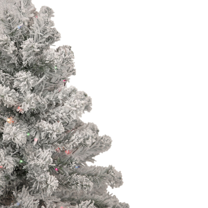 3' Pre-Lit Medium Heavily Flocked Madison Pine Artificial Christmas Tree  Multi Lights