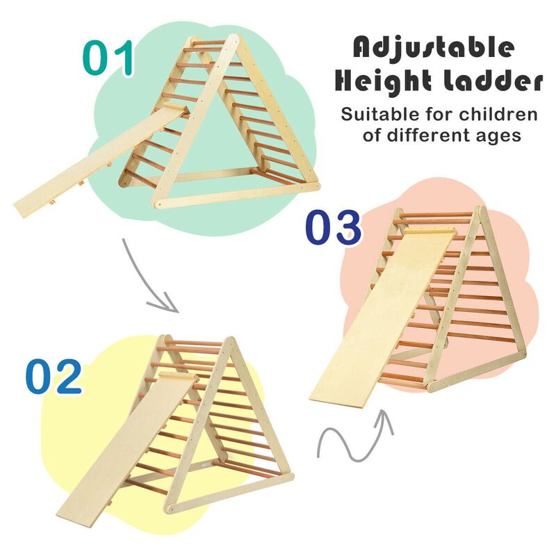 Foldable Wooden Climbing Triangle Indoor with Ladder for Toddler Baby