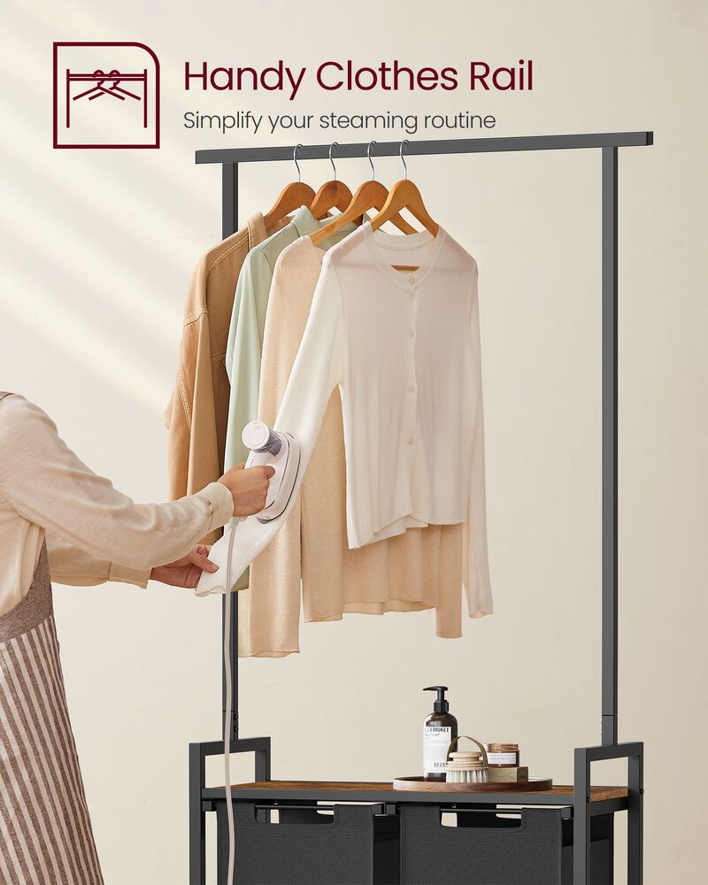 2 Section Laundry Sorter with Clothes Rack
