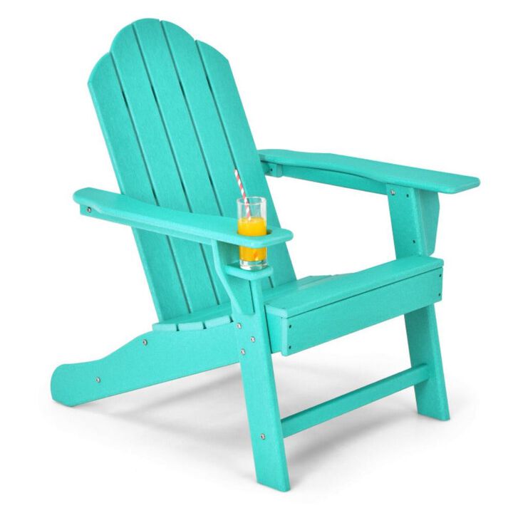 Hivvago Outdoor Adirondack Chair with Built-in Cup Holder for Backyard Porch