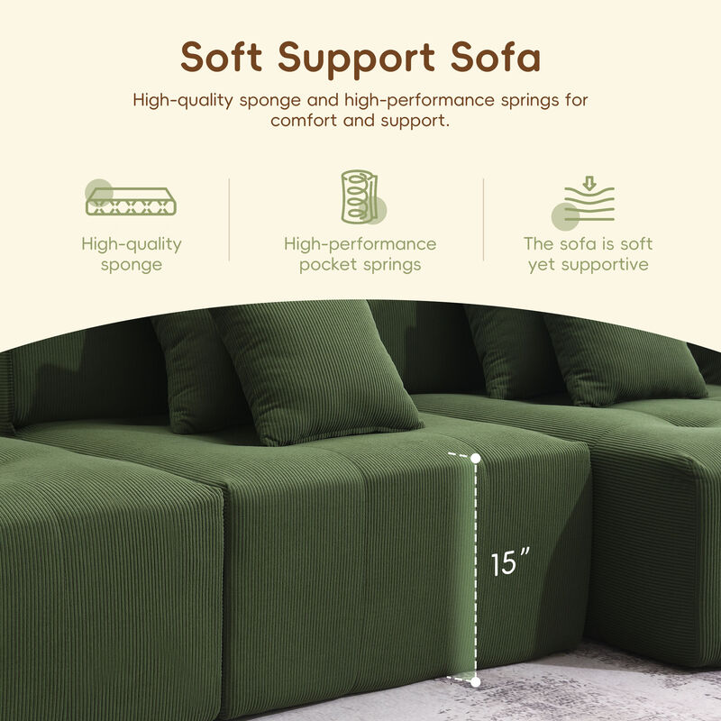 Merax Corduroy Modular Sectional Compressed Sofa for Living Room