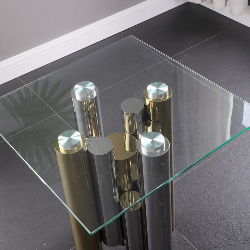 20" Stainless Steel Glass End Table - Modern & Sleek