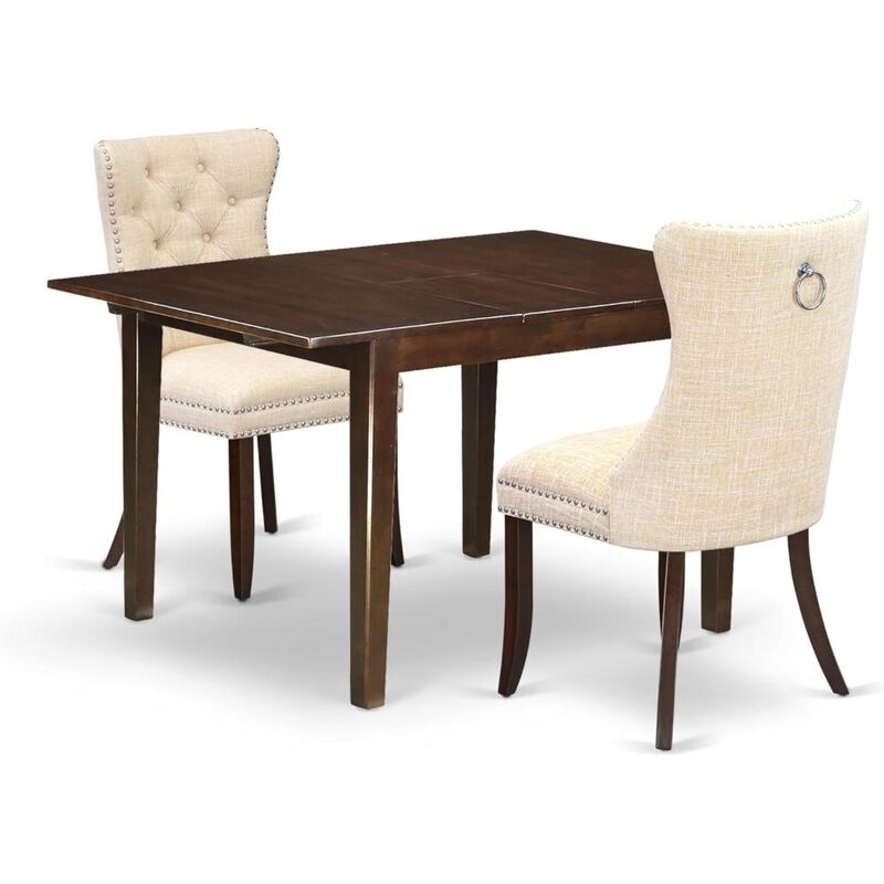 3 Piece Kitchen Table Set Contains a Rectangle Dining Table with Butterfly Leaf