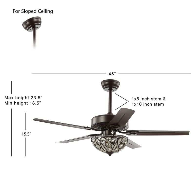 Ali 3-Light Wrought Iron LED Ceiling Fan With Remote