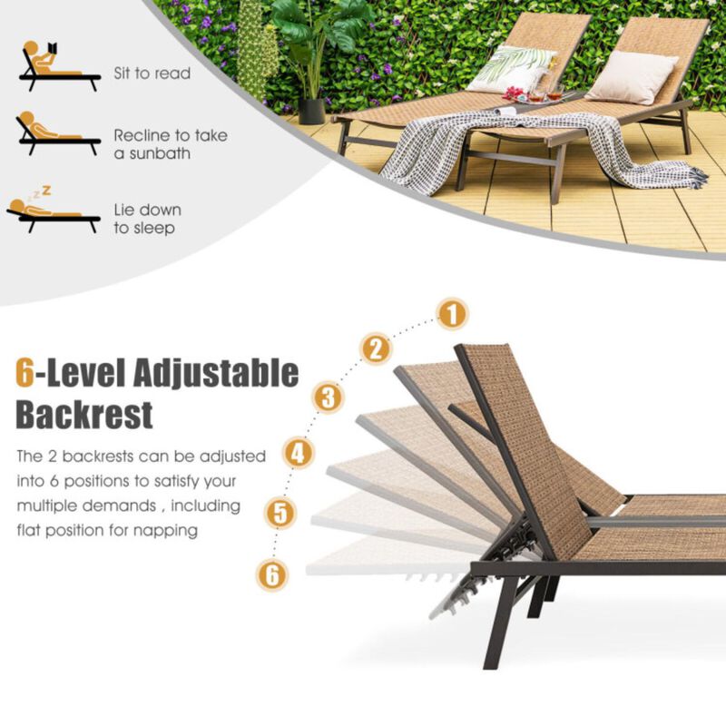 Hivvago 2-Person Patio Chaise Lounge with Middle Panel
